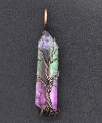 Rainbow Stone Tree of Life Pendant Necklace