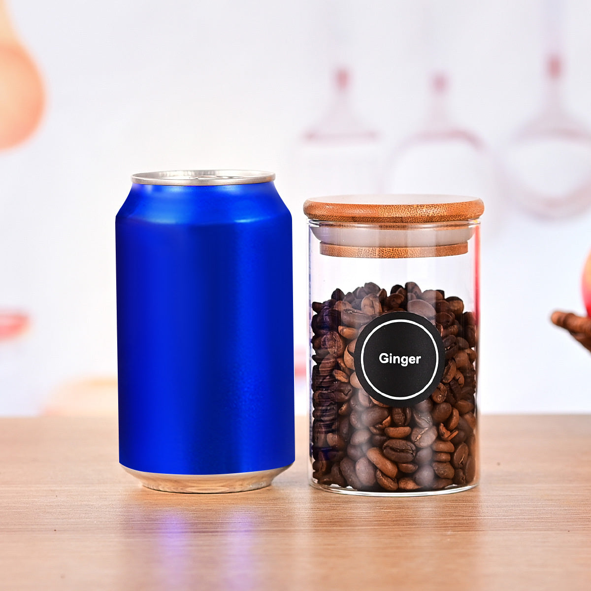 12 Pcs Round Spice Jars With Bamboo Lids And Stickers, Glass Storage Jars, Candy Jars, Coffee Jars, Salt Jars, Pepper Jars, Tea Jars
