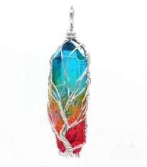 Rainbow Stone Tree of Life Pendant Necklace