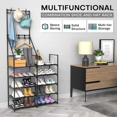 Double-row Single-hanging Coat And Shoe Racks