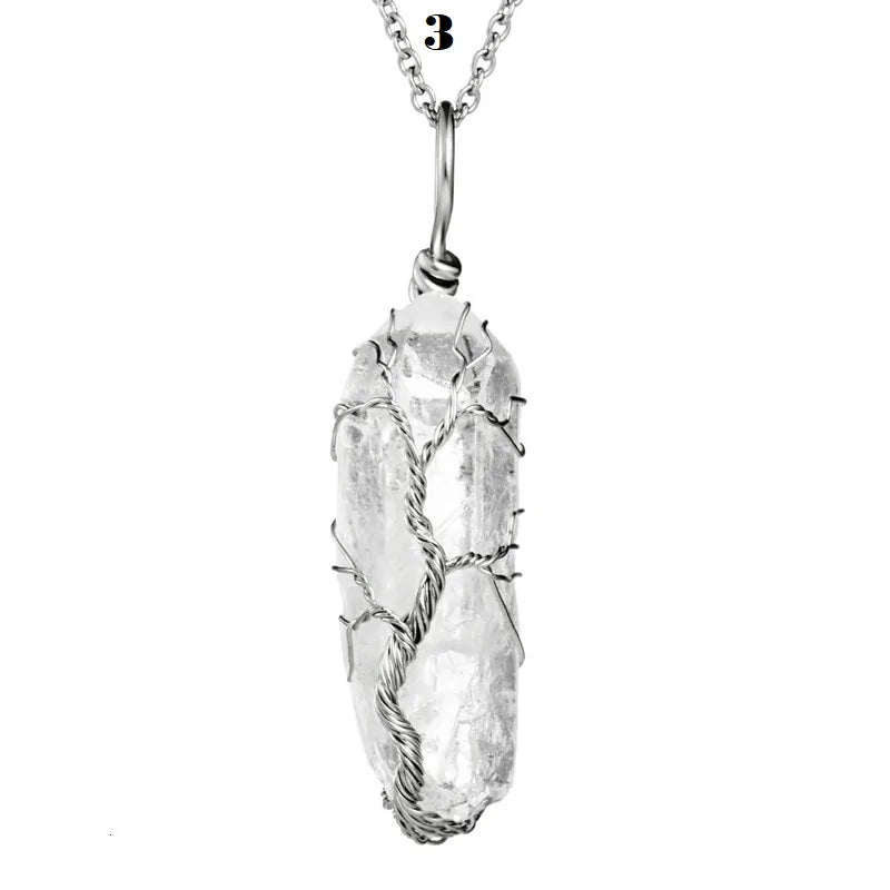 Rainbow Stone Tree of Life Pendant Necklace