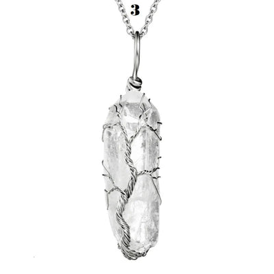 Rainbow Stone Tree of Life Pendant Necklace