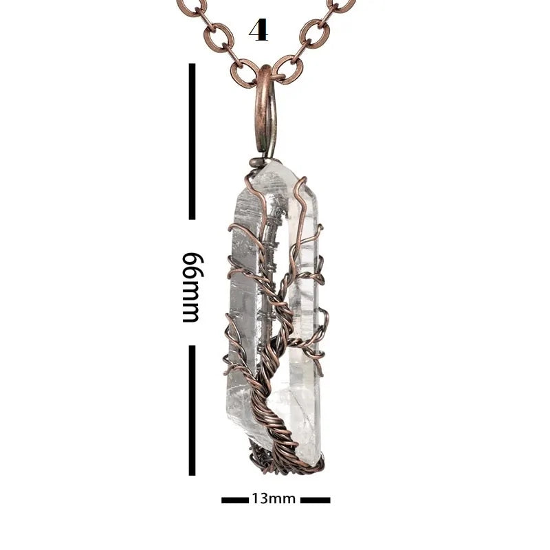 Rainbow Stone Tree of Life Pendant Necklace