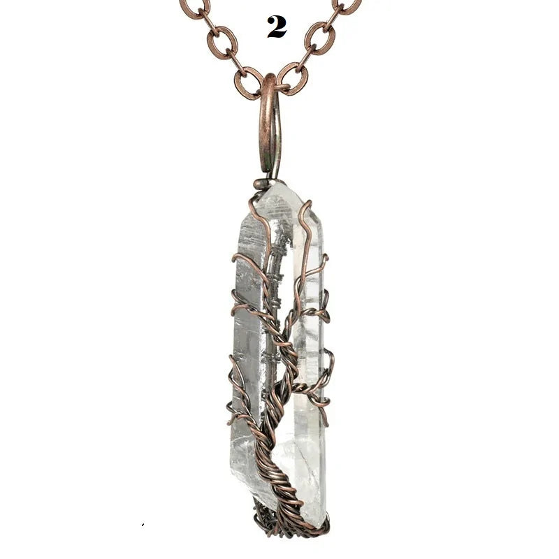 Rainbow Stone Tree of Life Pendant Necklace